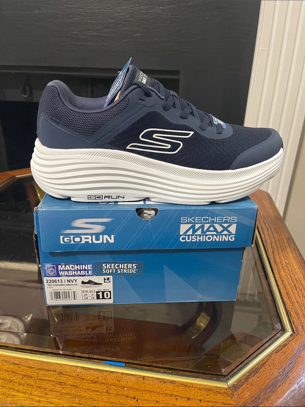 Skechers Navy and White GO RUN Max Cushioning Sneaker